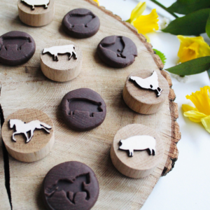 Curiosity Corner Double Sided Oak Stamps - Farm Animals