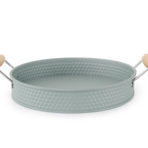 Grey Metal Tray with Handles - Large