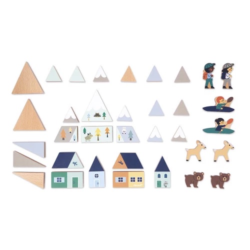 Janod Mountain Valley 35 wooden blocks set - Cross Roads - Image 2